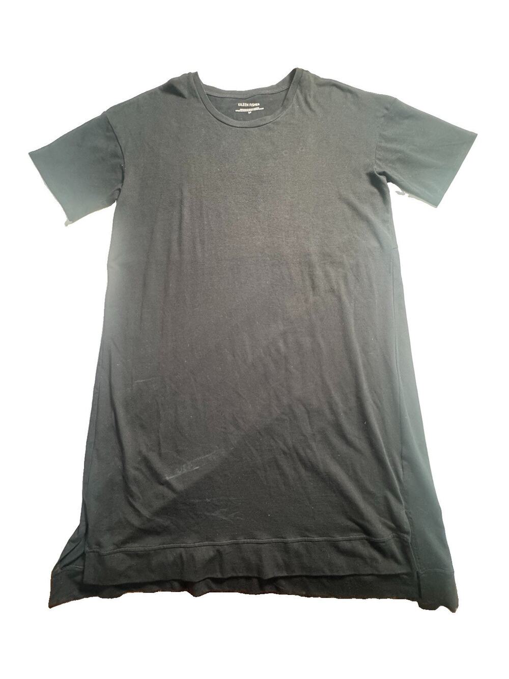 Eileen Fisher Women’s Small Petite Black Organic Cotton Stretch T Shirt Dress